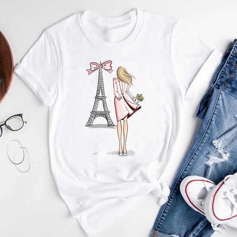 T-shirt Estiva alla Moda con Stampa di Ragazza del Caffè Cartone Animato, Top Casual da Donna, Magliette Grafiche Vintage, Maglietta Pro Choice