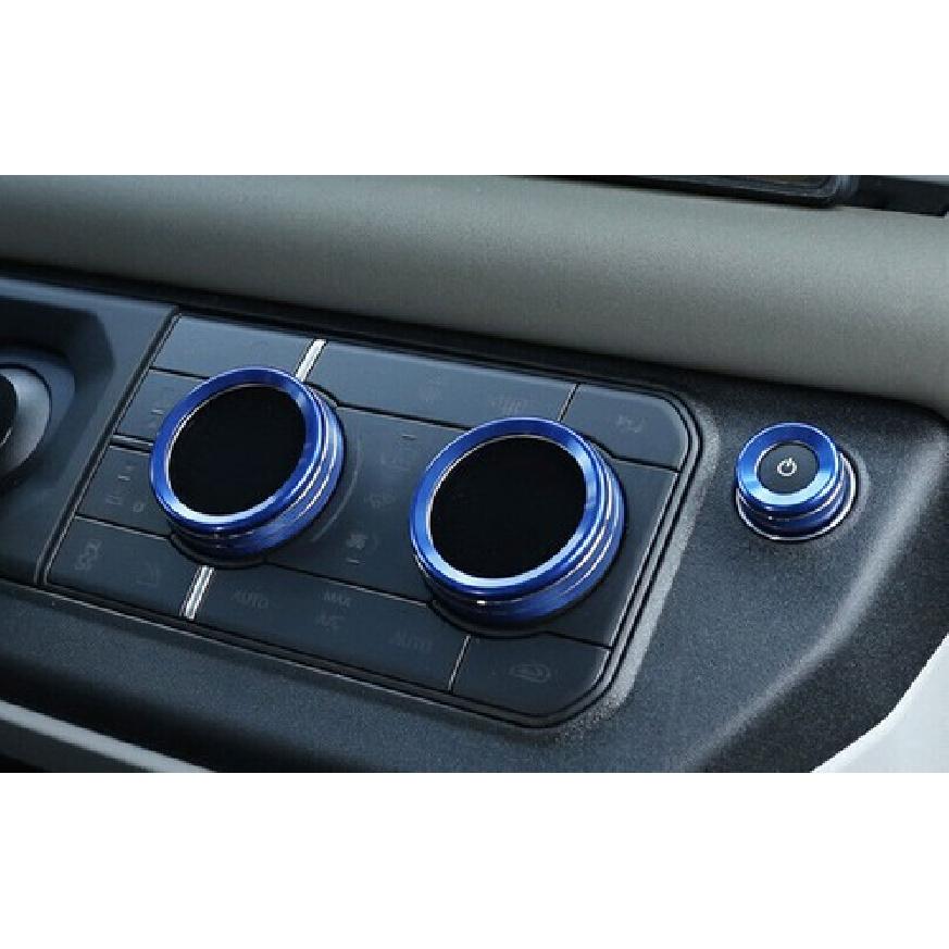 Fit For Defender 110 - Blue Aluminum Central Console Ac Knob Cover Trim