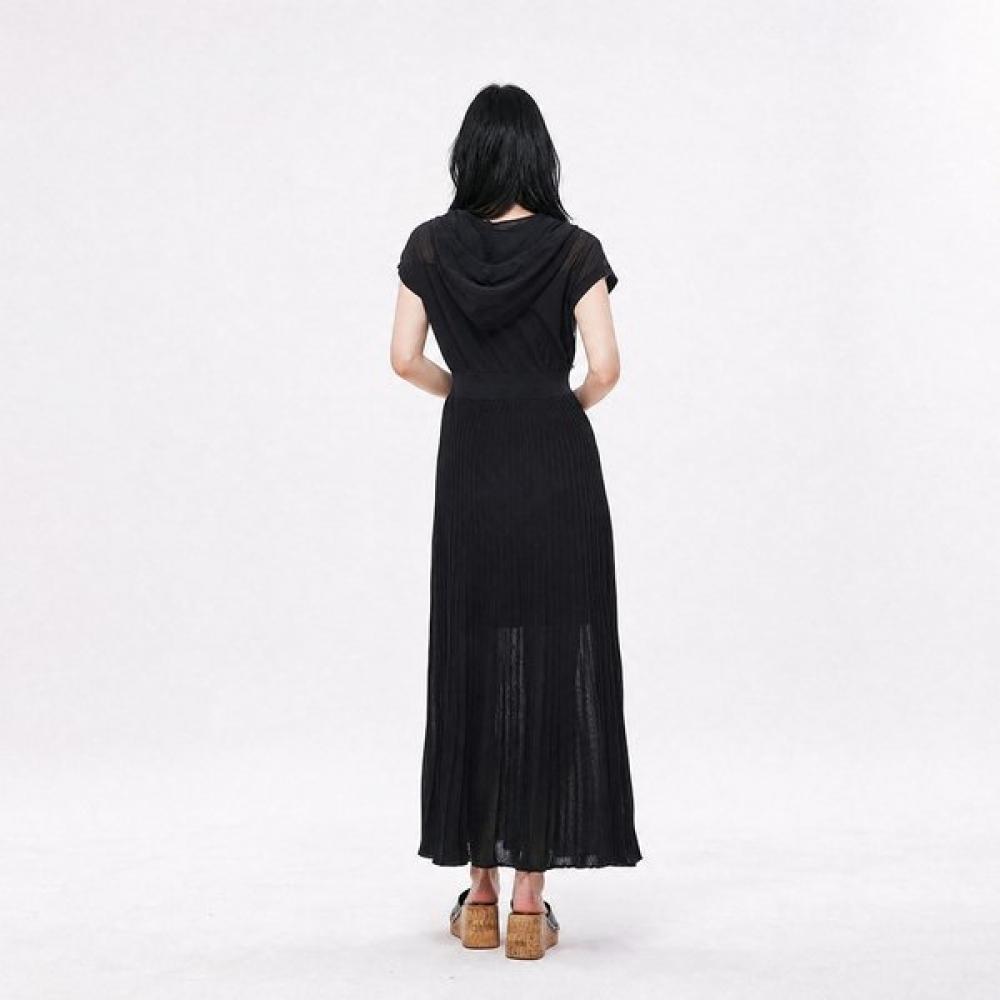 EGOIST Women Sheer Point Hood Knit Long Dress Es2tk600