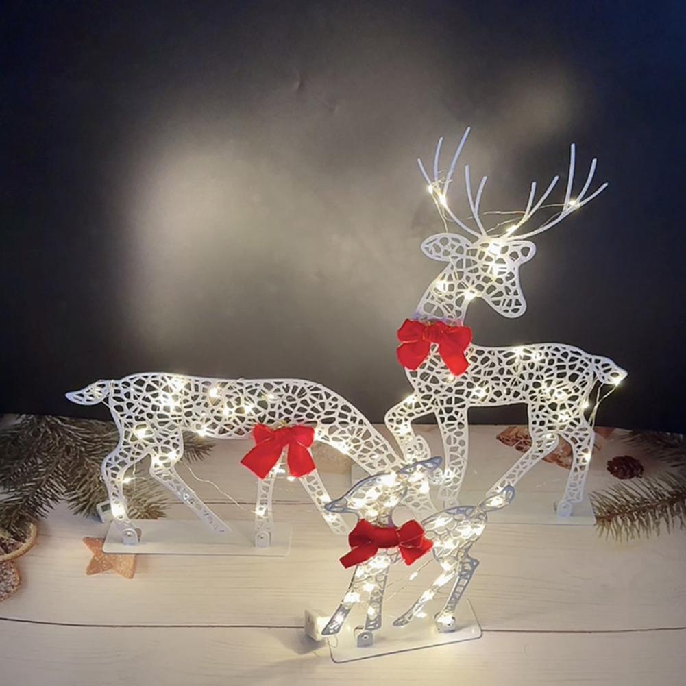 Reindeer Lawn Ornaments Metal Frame Reindeer Ornaments Led Reindeer Family Set for Christmas Decor Iron Deer Lights for Yard