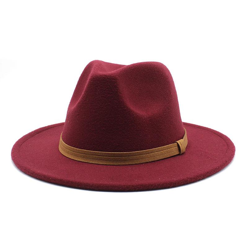 Men'S And Women'S Top Hat Flat Edge Straight Edge Suede With Accessories Woolen Jazz Hat