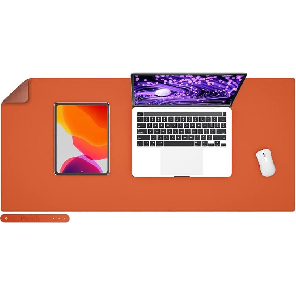 Leather Desk Pad Blotter,Wolaile 36x17 inch Big Keyboard Mouse Pad,Waterproof Non-Slip Writing Desk Computer Mat Desktop Protector for Office