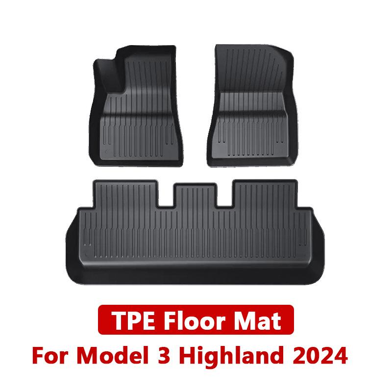 For Tesla Model 3 Highland 2024 Floor Mat TPE Carpet Waterproof Weather-resistant Foot Pads Mats