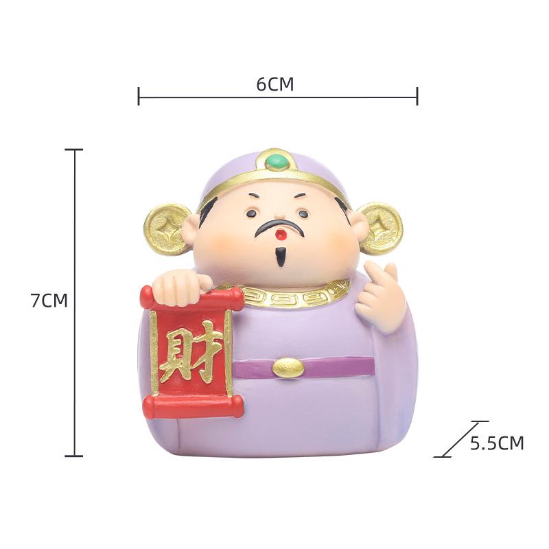 Figurines du Dieu de la richesse à cinq voies, trésor chinois Feng Shui, statue porte-bonheur en résine, décoration de voiture, de maison ou de bureau