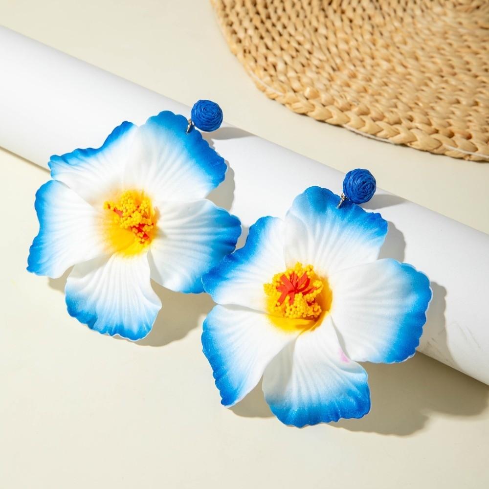 Colorful Floral Pendant Earrings Cloth Beach Drop Earrings Beautiful Fabric Flower Earrings  Women