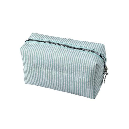 Striped Cosmetic Bag Travel Makeup Pouch Portable Makeup Bag Zippered Toiletry Bag for Women Makeup Brushes