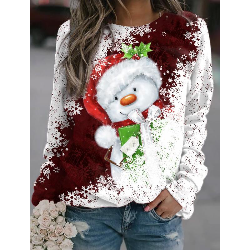 2025 nouveau femmes fleur mode imprimé à manches longues T-shirt sport loisirs mignon Polyester Ultra-mince col rond à manches longues