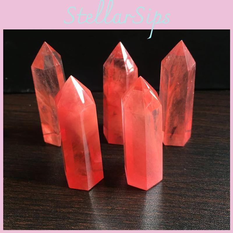 Beautiful Natural Red Quartz Crystal Single Terminated Wand For Healing Decor