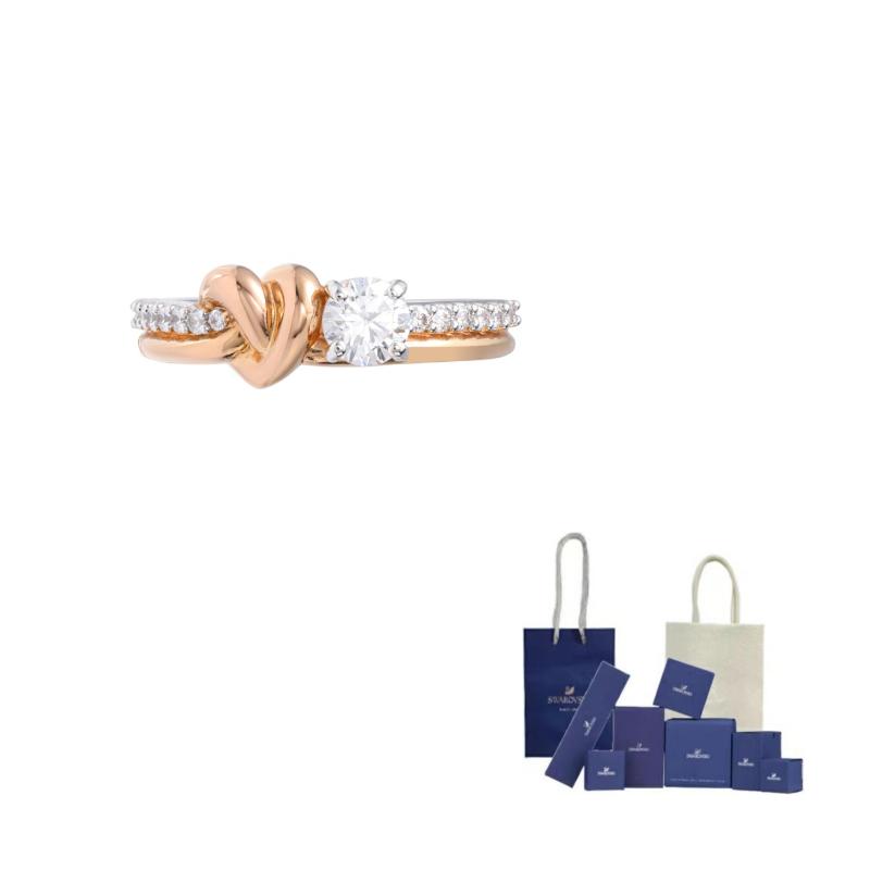 Swarovski Lifelong Heart Alloy Rings Womens White 58-Original Brand Box And Bag