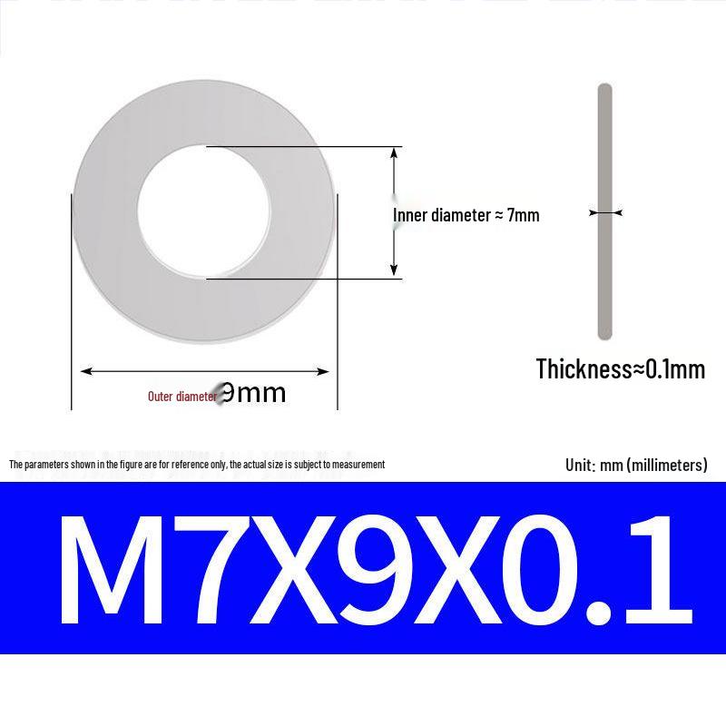 304 Stainless Steel Ultra-Thin Flat Washer, Thickness: 0.1/0.2/0.3/0.4/0.5 Mm, Sizes M1-M8
