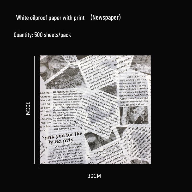 Oil-Proof Food-Grade Baking Paper: English Newspaper Design for Hamburgers and Placemat Use