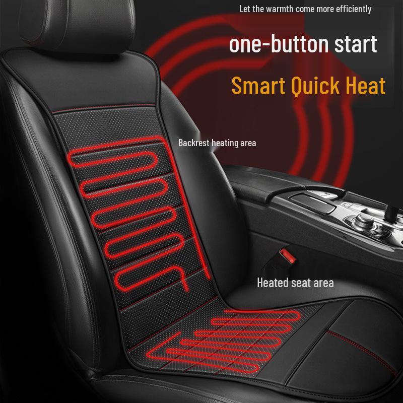 Universal PU Leather Heated Car Seat Cushion with Smart Switch for Winter (12V/24V)