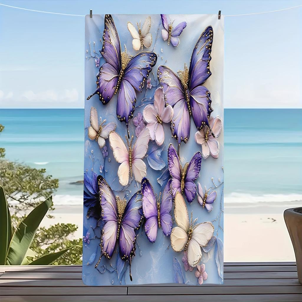 Vintage-inspiriertes buntes Schmetterlings-Mikrofaser-Strandtuch - Schnell trocknend, leicht & saugfähig Badetuch für den Sommer
