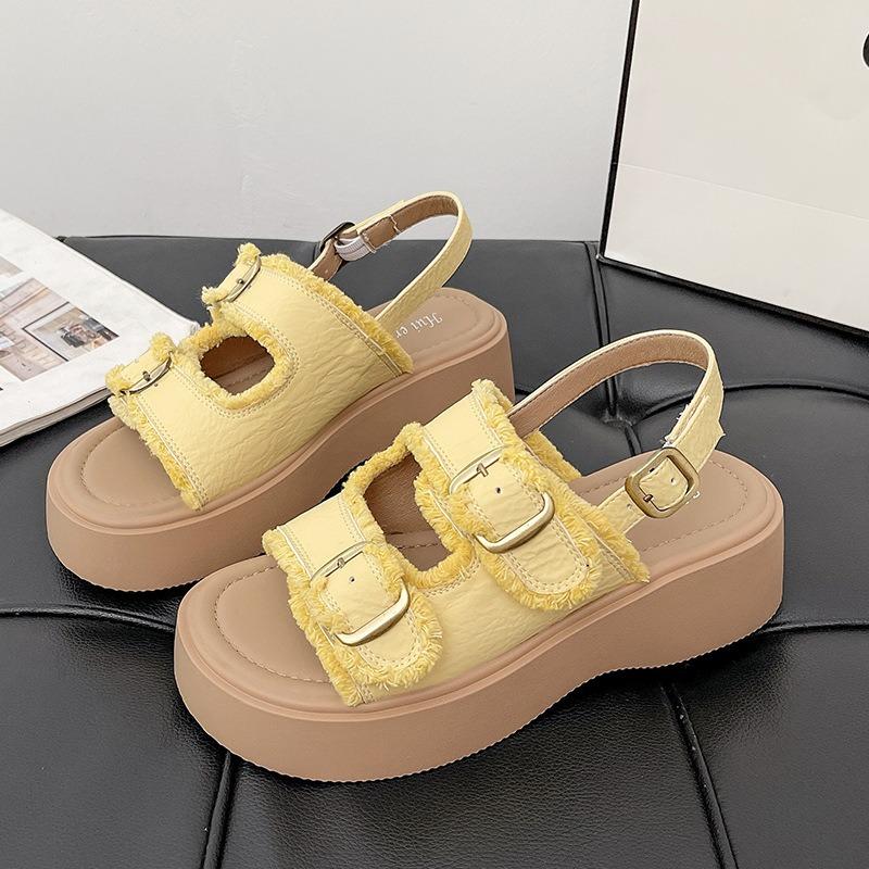New sandals women's summer outer wear thick-soled heightening versatile fashionable flat non-slip open-toed women's shoes