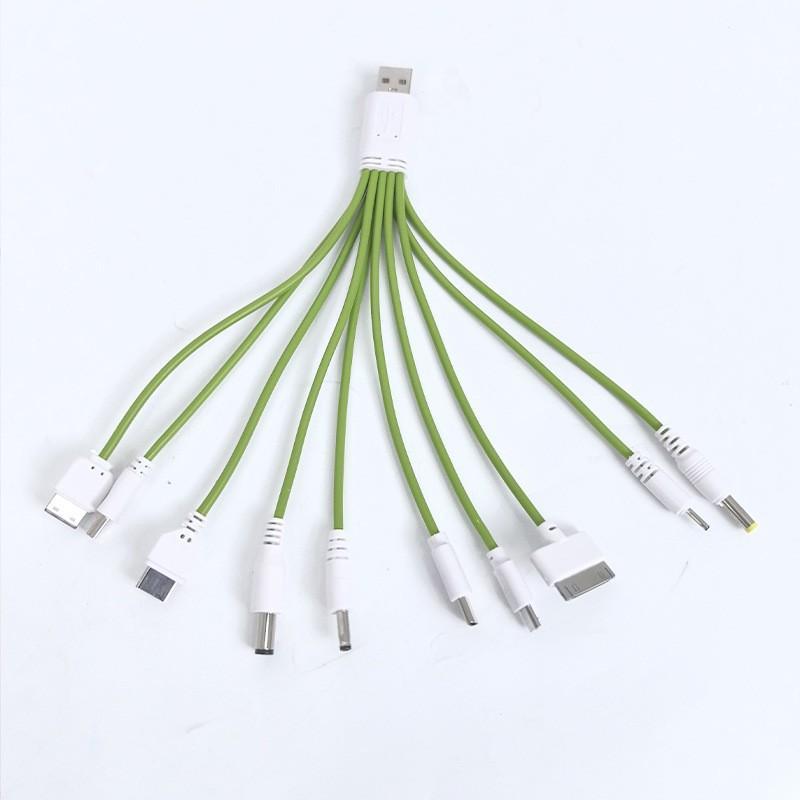10-in-1 Universelles Multi-Kopf-USB-Ladekabel Schnellladekabel Tragbares Kabel für Handy Ohrhörer Powerbank Outdoor-Nutzung