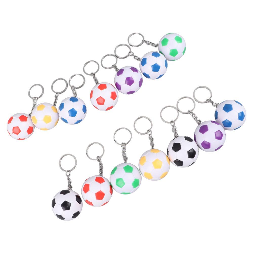 14pcs Pull On Closure Football Keychains Waterproof Design Sport Ball Key Chain Bag Decoration