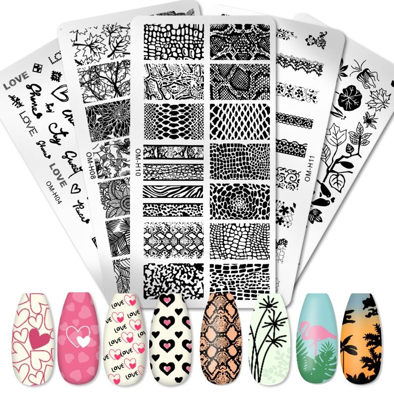 Nail Art Stamping Plate Valentines Nail Stamp Template Flower for Butterfly Vine Leaf Snake Pattern Nail Art Design Temp