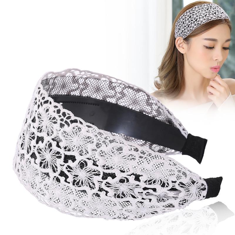 Koreanischer Damen Spitzen-Haarreif mit breiter Krempe für süßen Mori-Girl-Stil