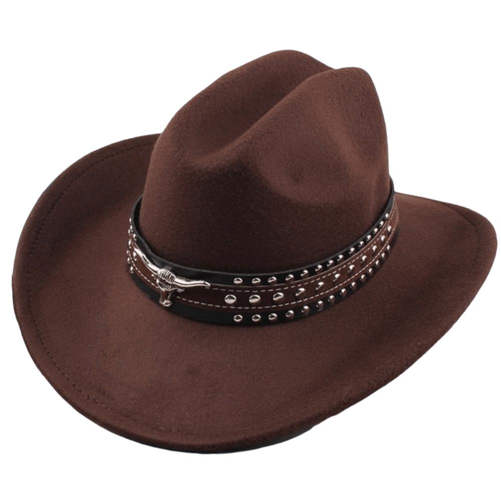 Wide Brim Western Cowboy Hat Rivet Riding Hat Vintage Felt Cowgirl Hat Festive Occasions