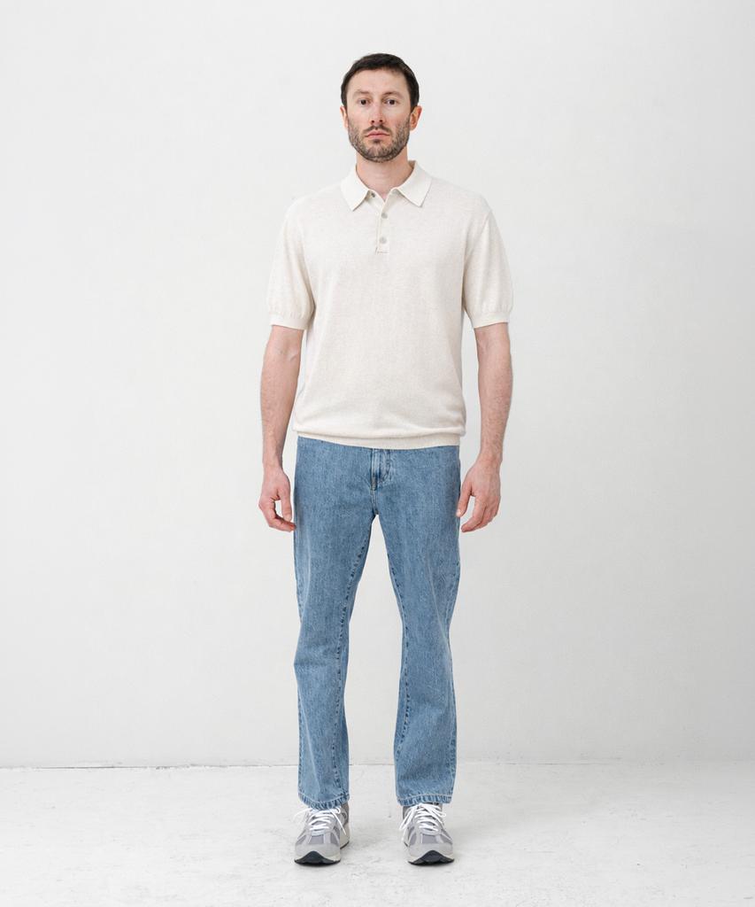 MANNERGRAM Nouvelle Fine Cashmere Cotton Polo Short Sleeve Knit Ivory
