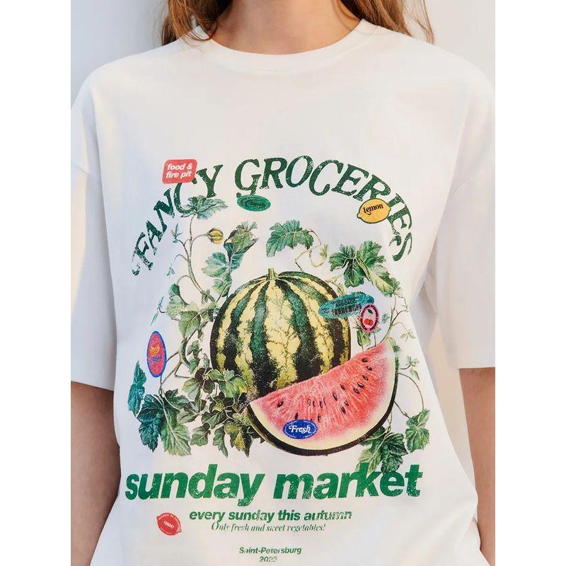 Western Style New Fashion Casual Loose Print Round Neck Short Sleeve T-shirt Top Printed T-shirt Top