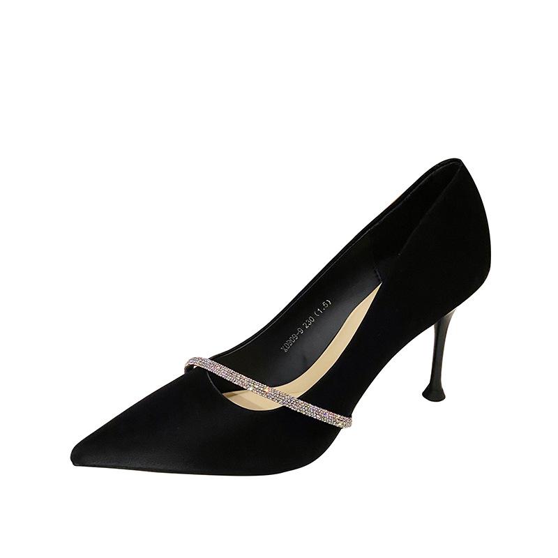 

Size women s shoes spring versatile new nightclub sexy single shoes rhinestone French high heels women s stiletto 34