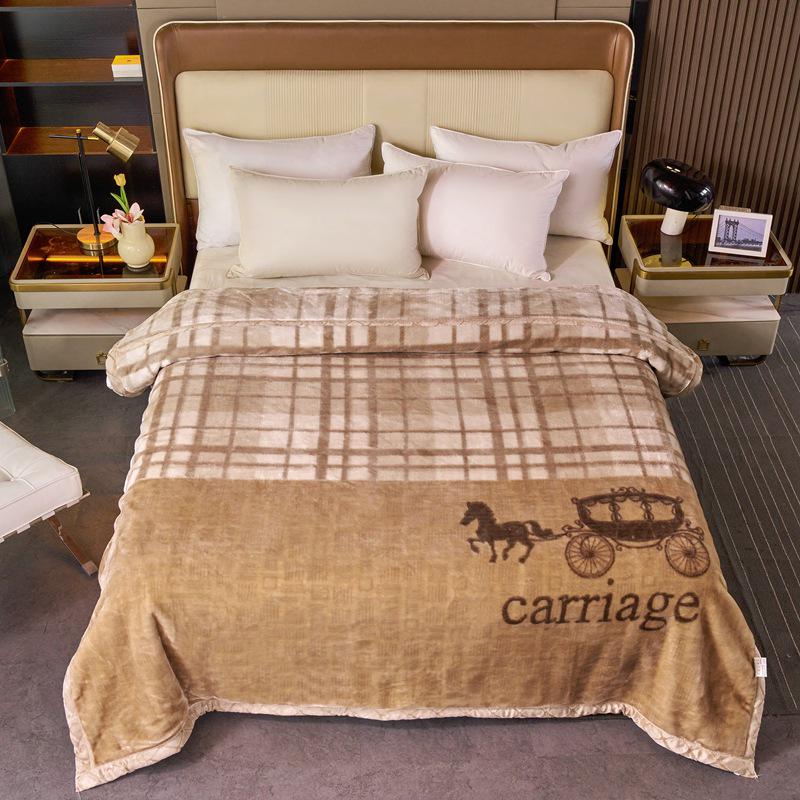 Double-Layer Raschel Blanket: Thick, Warm Crystal Velvet Cover for Autumn and Winter