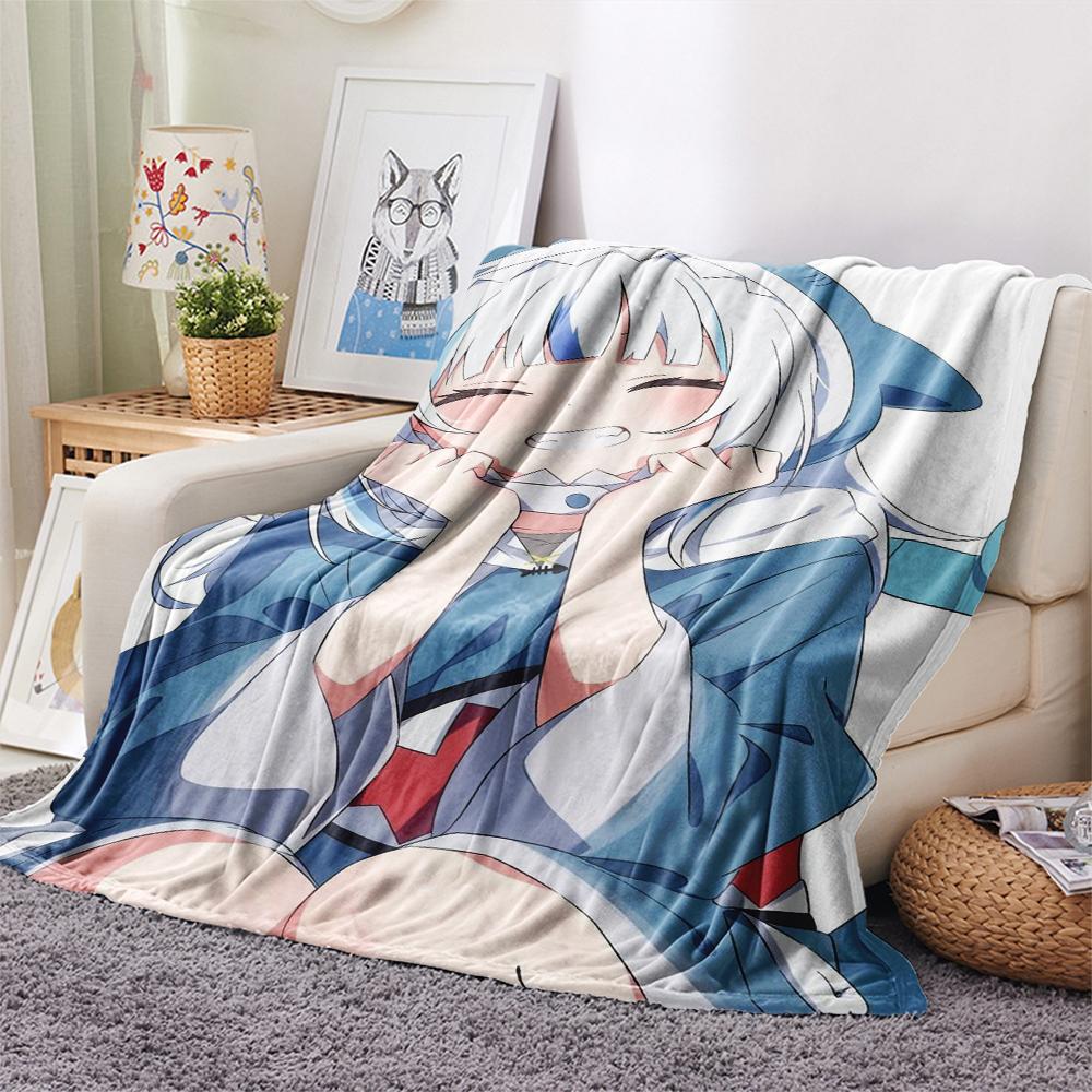 Gawr Gura Print Flanelldecke, Hohe Qualität, Bequem für alle Jahreszeiten, Heimdekoration, Wärme und Komfort, Perfekt für Weihnachtsgeschenke27