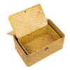 Handgewebte Regalkörbe aus Seegras mit Deckel, rechteckiger Behälter, gewebte Aufbewahrungsbox mit Griff, Home Organizer, Schlafzimmer