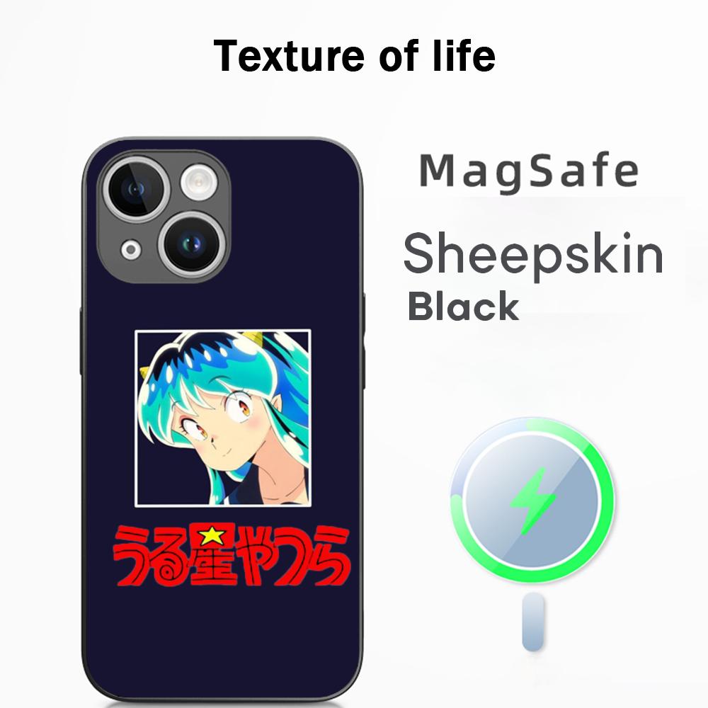 Classic girl Yatsura LUM classic anime Phone Case For iPhone 17 16 15 14 13 12 Plus Pro Max  High-end Luxury Magsafe Sheepskin