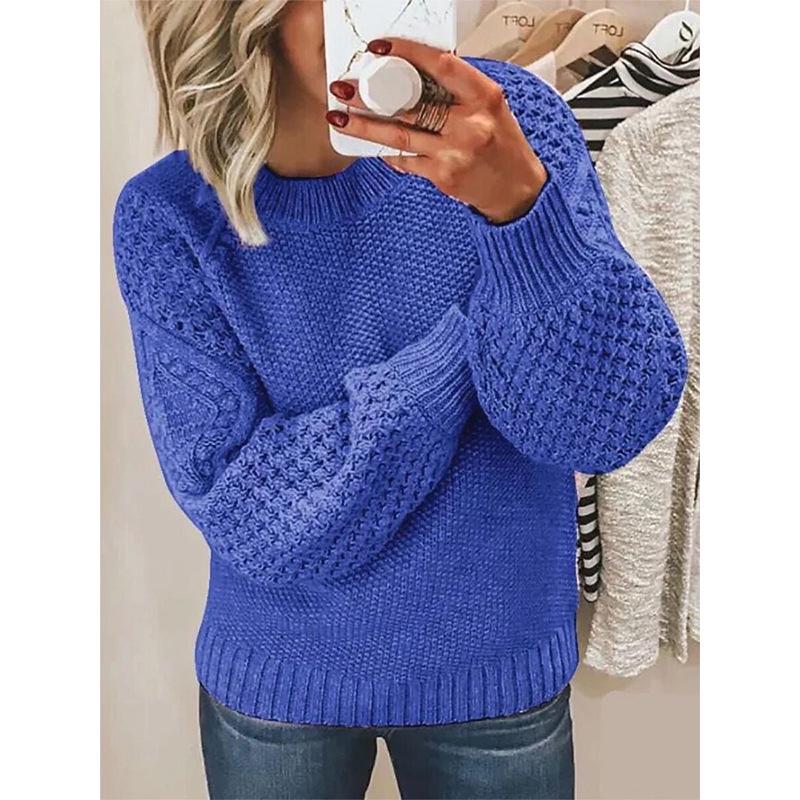 Women's Long Sleeve Cable Knit Pullover Sweater by Dunhuang