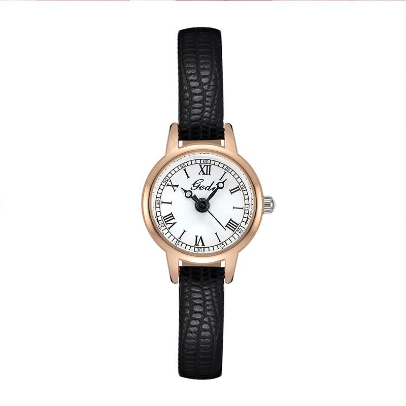 Retro Compact Student Watch Niche High-End Small Disc Belt Watch Waterproof Quartz Women'S Watch