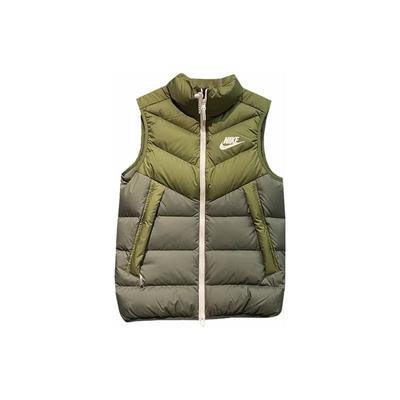 Colorblock Stand Collar Zipper Logo Print Down Vest Men Vests Green DV0757-326
