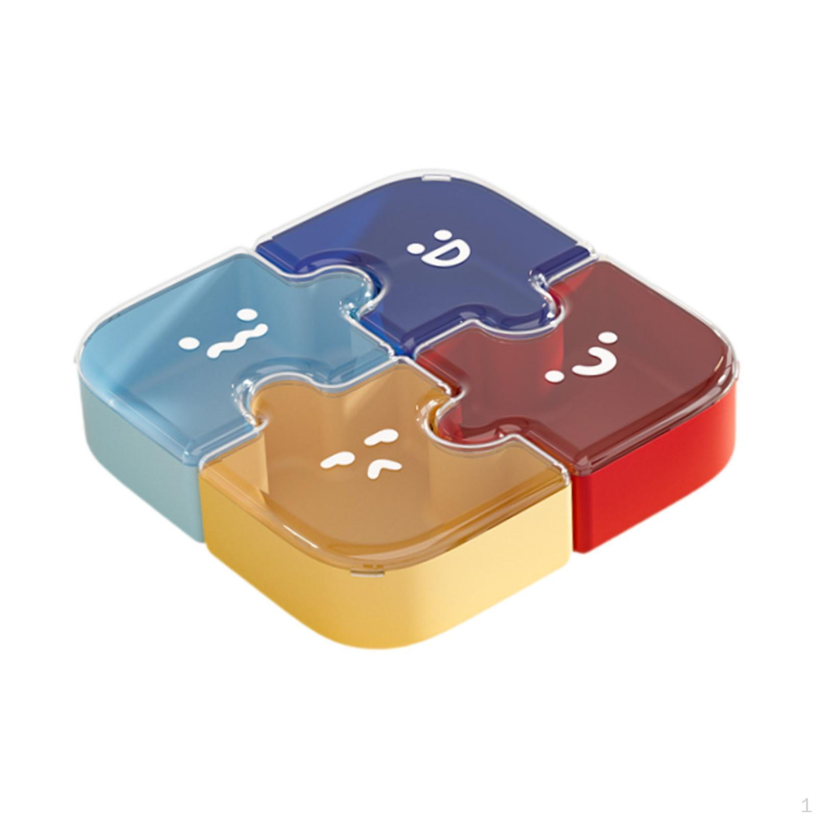 Puzzle Fruit Plate Dried Tray with Lid Snack Bowls Appetizer Platter 4 Compartment Nut and