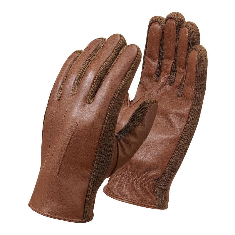 Russian Men's Sheepskin Warm Gloves Plus Velvet Cold Proof Winter Driving and Riding Genuine Leather Fashionable Warm Gloves