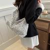 Large Capacity Shoulder Bag for Women Sequin Shine Handbag Slouchy Solid Color Crossbody Bag Trendy Underarm Bag for Work Travel Shopping CLE