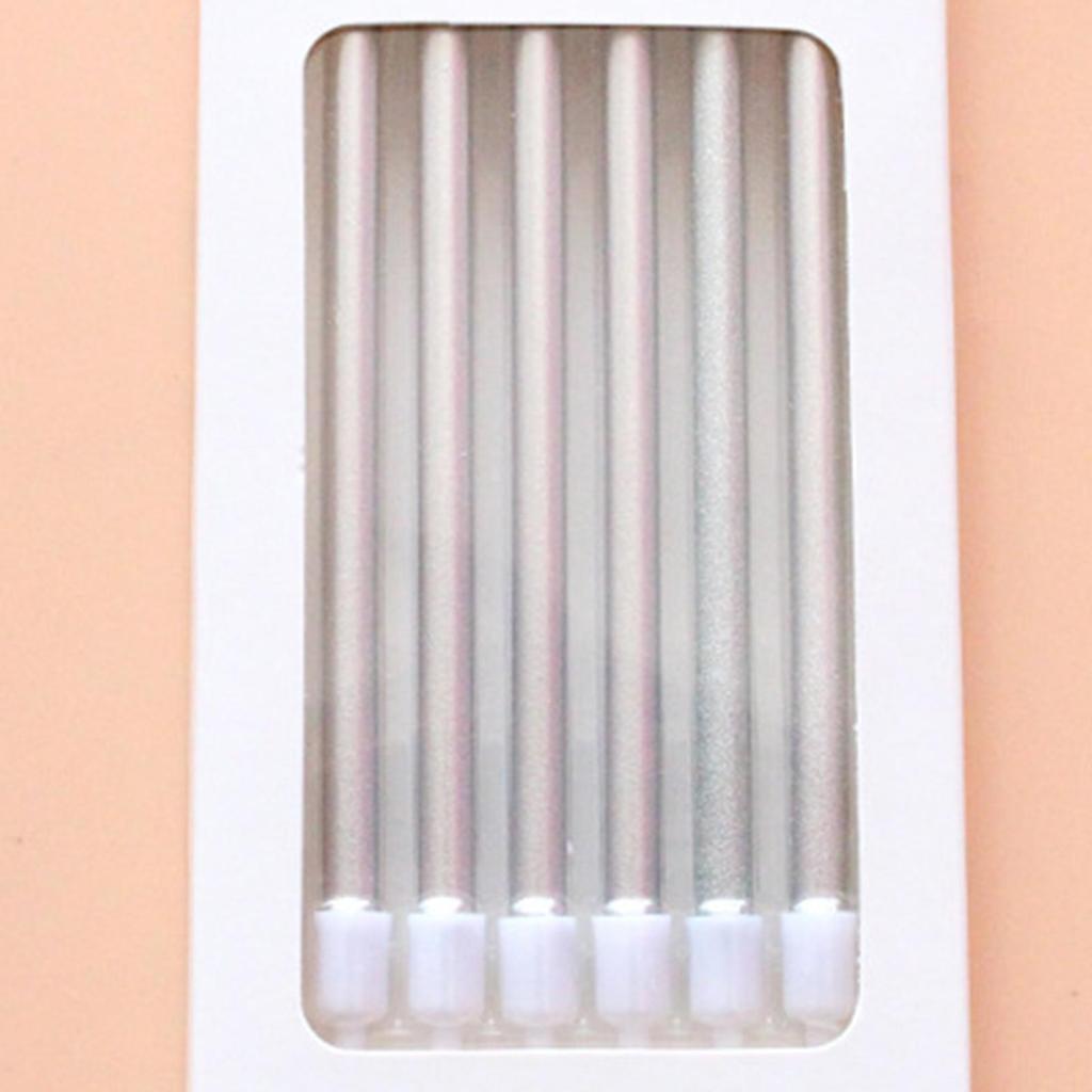 6 Pack Metallic Birthday Candles Cupcake Cake Toppers Thin for Wedding