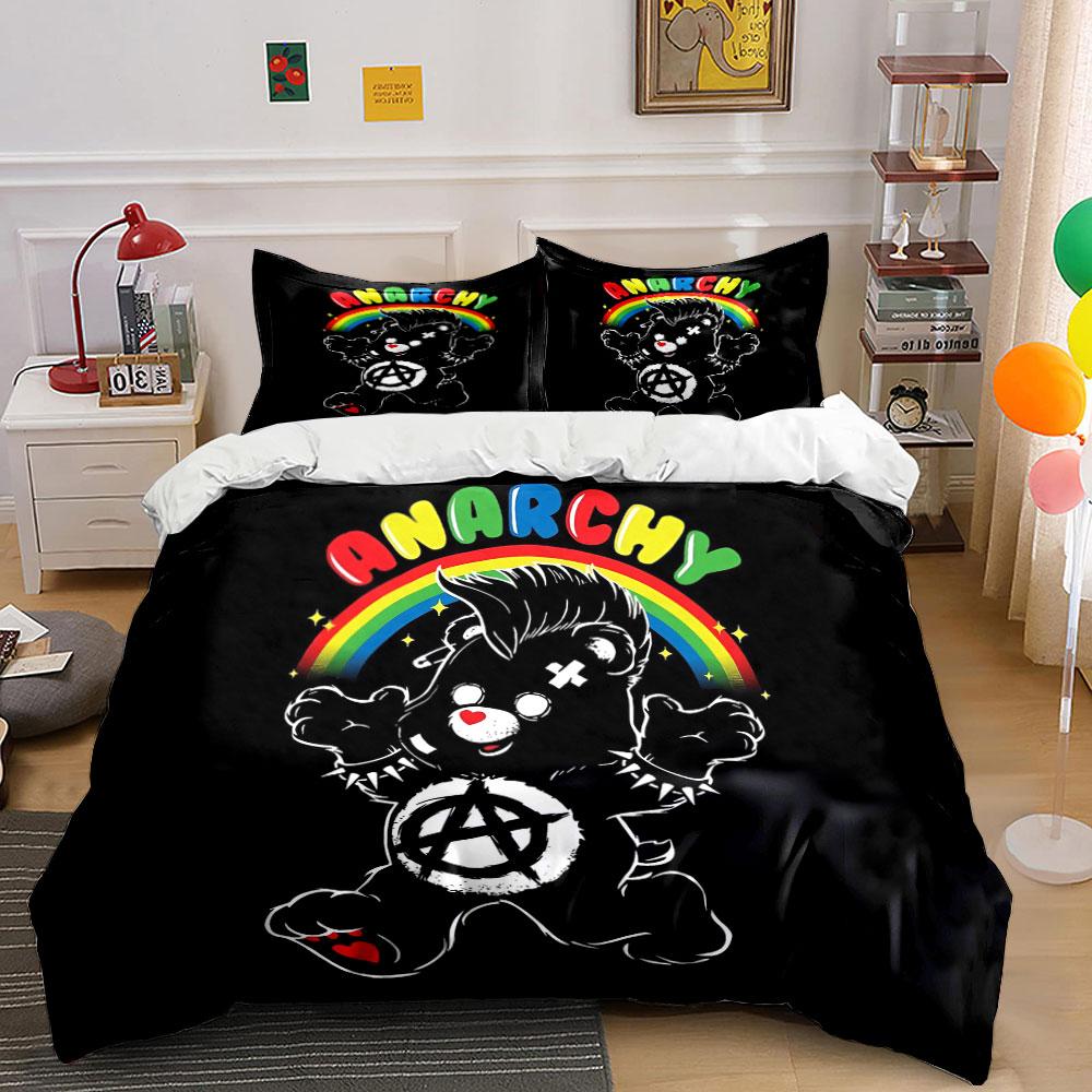 "Rainbow Punk Bear Decor Set" Bedding Set with 1 Duvet Cover 2 Pillowcases Single Double King Queen, Gift