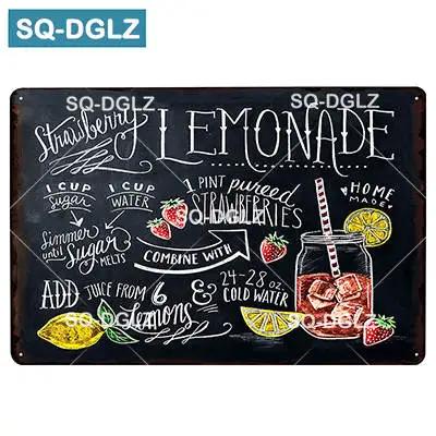 Vintage Lemon Fruits Metal Tin Sign Retro Bar Wall Decor Home Decor Art Poster Painting Plaques for Kitchen Cafe Pub