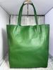 Rebecca Genuine Cowhide Leather Shrink Tote Bag with Pouch, Vertical Style, Unisex, JT-240322 (Green)