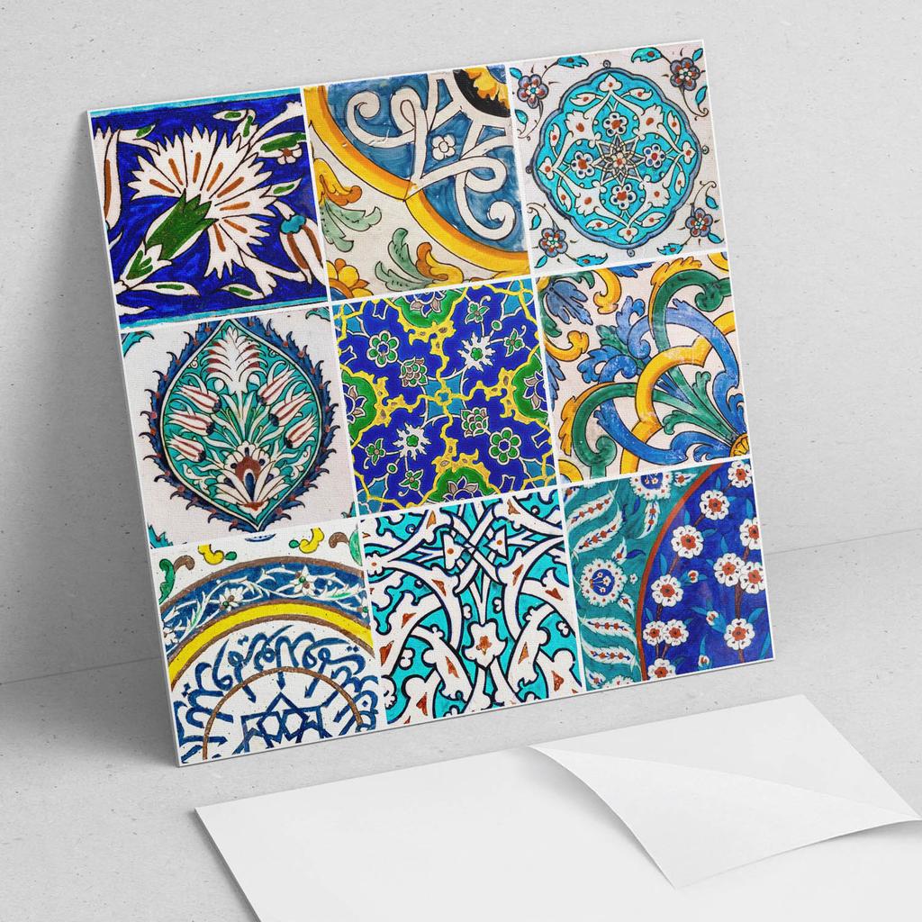 Zestaw Kafelków Winylowych Z Motywem Do Kuchni Salonu Wzory Ceramiczne W Mozaice 4X50X50 Cm