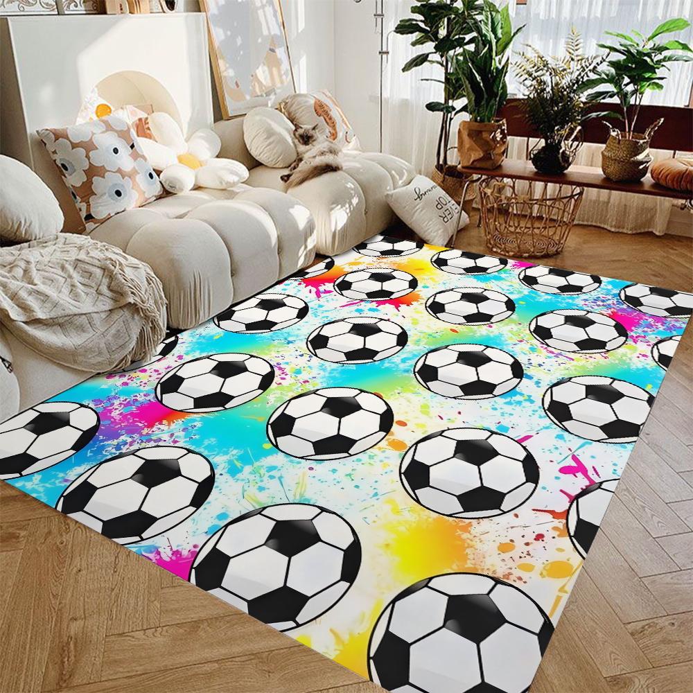 Football Area Rug Soccer Floor Decor Rug Washable Area Rug for Living Room Carpet Bedroom and Kid Room Gamer Room Rug