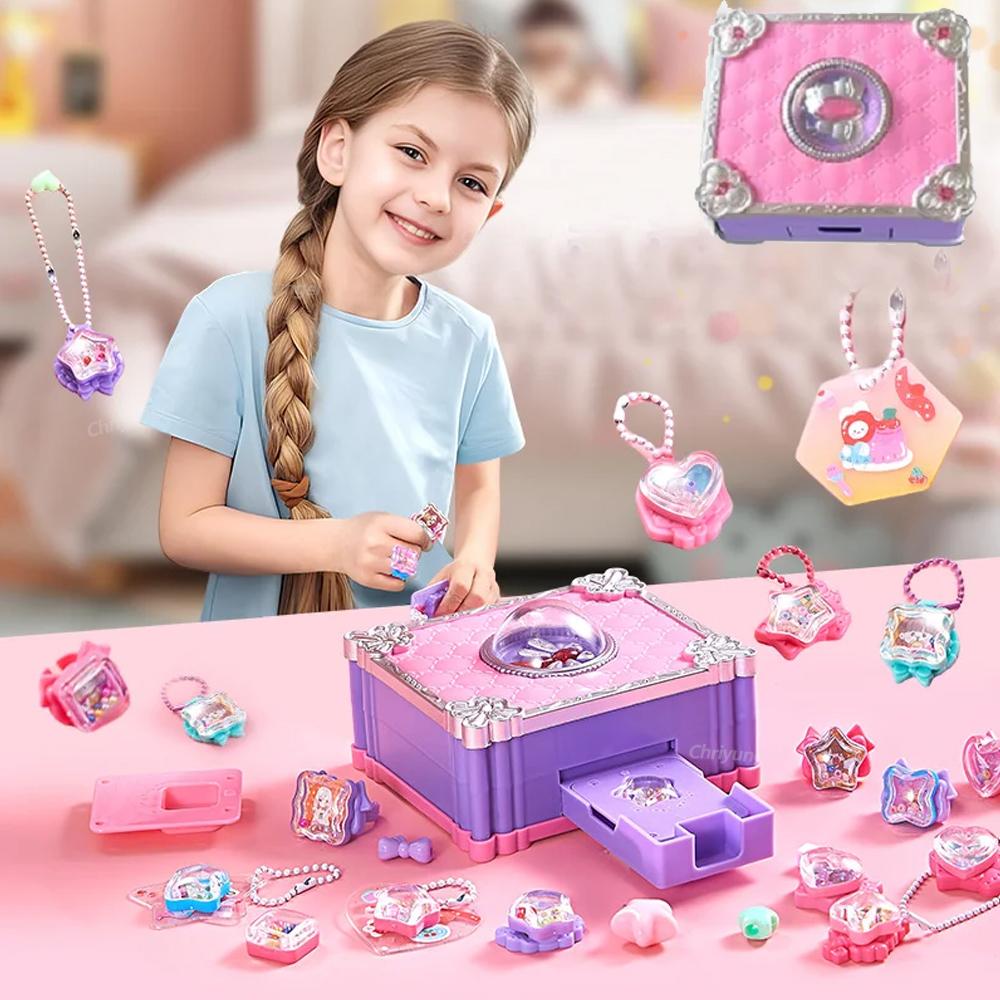 Kit de fabrication de bijoux magiques 3D Bricolage Magique Bagues Bijoux Porte-clés Boîte créative artisanale Ensemble pour filles Cadeaux de Noël Anniversaire