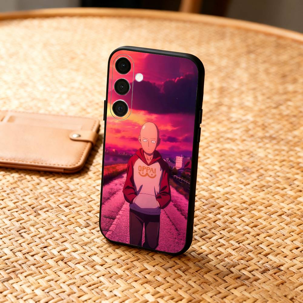 

One P-Punch Anime S-Saitama M-Man Phone Case For Samsung A73,A21s,A22,A31,A32,A52,A53,A71,A80,Soft Black Shell Samsung a70