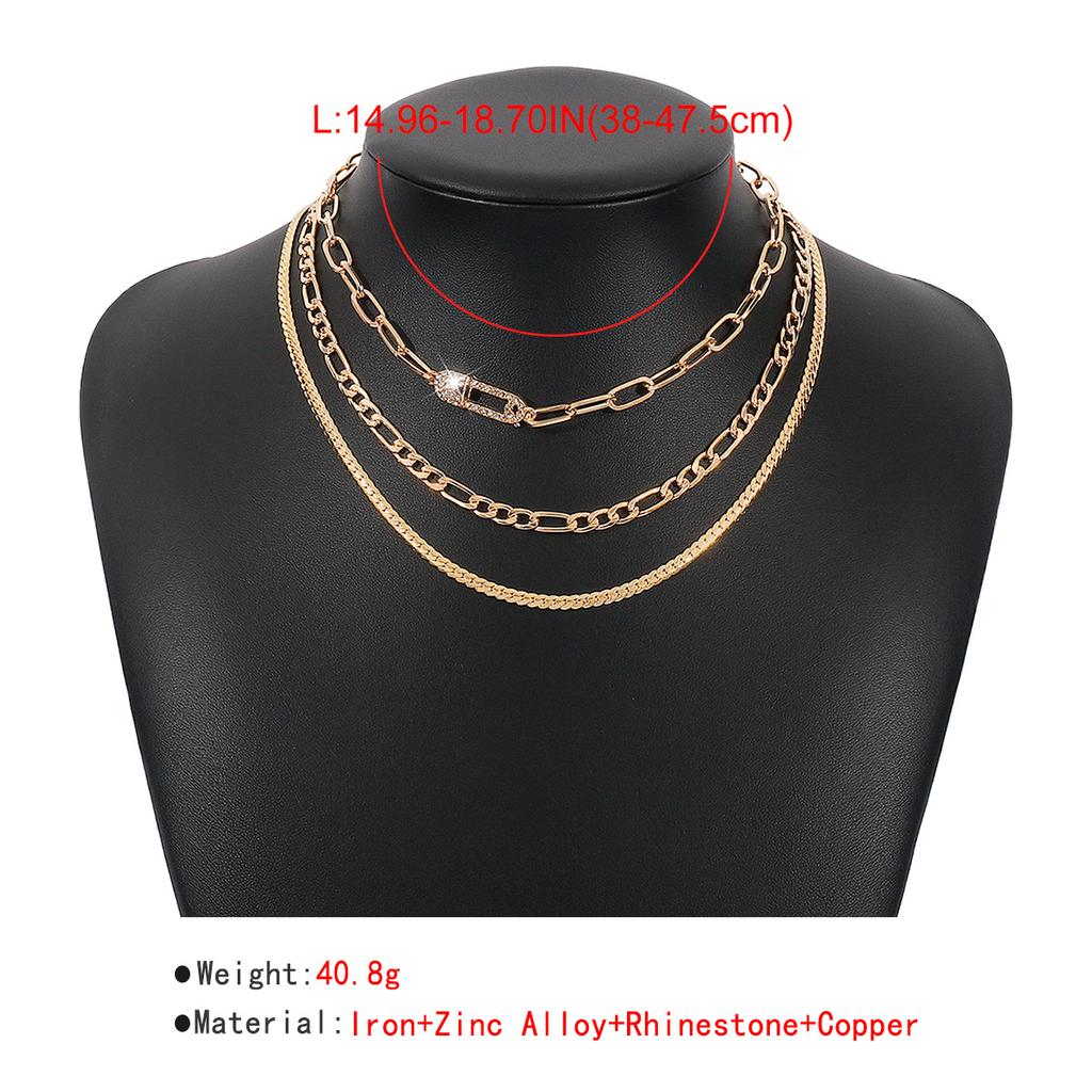 Women European Jewelry Layered Multi-Layer Micro-Set Pin Fashion Choker Personality Retro Exaggerated Necklace Jewelry