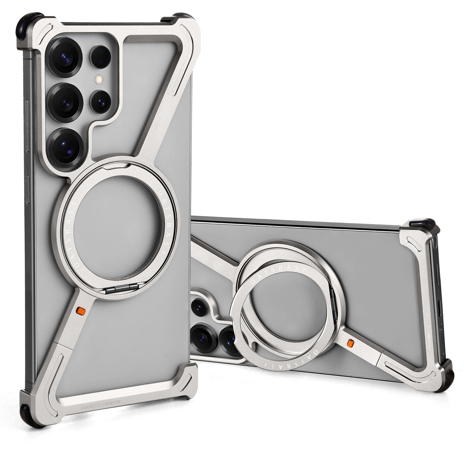 

Oatsbasf Metal Frameless Phone Case for Samsung Galaxy S25 Ultra with 360° Rotatable Kickstand Magsafe Bumper Protective Covers For S25 Ultra