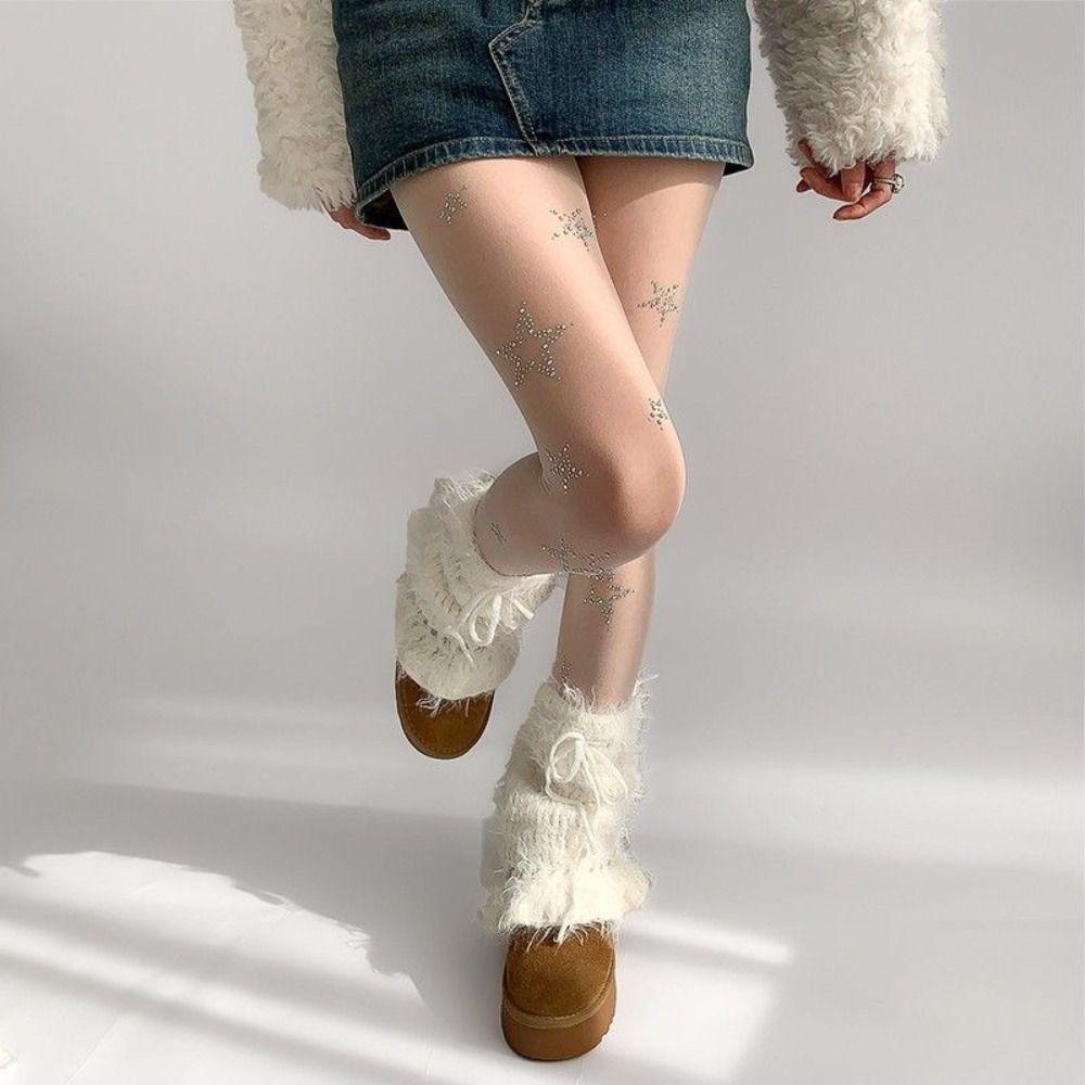 Star Diamond Rhinestone Thigh High Stockings Fishnet Underwear Pantyhose Kawaii Women Pantyhose