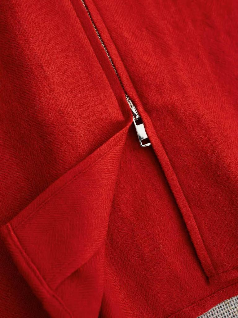 MUI-Style Merino Wool Double-Zipper Lapel Long-Sleeve Shirt for Spring/Autumn