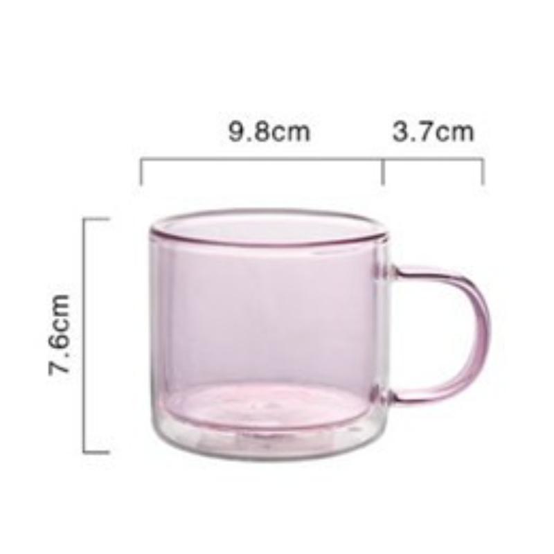 1PC Double-layer Colored Glass Cup Household Glass Beverage Juice Milk Tea Office Desk Light Color Transparent Tea Cup