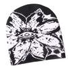 Unisex Jacquard Eye Flower Pattern Knitted Beanies Hat Fashionable Winter Warm Hiphop Bonnet Skull Hat for Men and Women